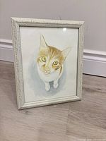 Full view of framed cat watercolor