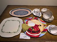 Group shot showing all platters, tea pieces, plates
