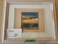 Front view of framed pastel artwork showing frame, mat, and image