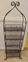 Metal shelving rack showing tiers and overall design