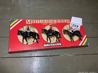 Front view of Britains Metal-Models box showing three mounted figures
