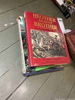 Stack of four large hardcover military books, Brother Against Brother visible on top
