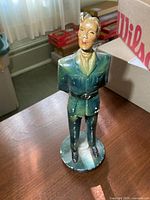 Front view of painted plaster RAF soldier figurine