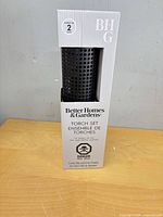 Front view of boxed Better Homes & Gardens Torch Set