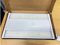 Top view of linear high bay LED showing dual LED strips and housing