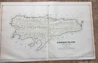 Full view of folded antique map showing entire Amherst Island