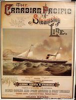 Full view of Canadian Pacific Steamship Line reproduction poster showing steamship and text