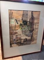 Full view of framed artwork with mat and frame