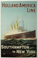 Full view of reproduction poster showing ship, headlines, dimensions evident