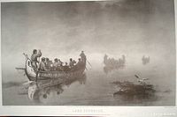 full view of reproduction poster depicting voyageurs on Lake Superior