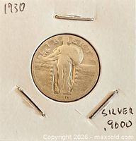 Obverse view of 1930 Standing Liberty Quarter in holder