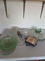 Group shot of all glass items arranged on table