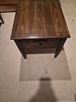 Angle view of end table front and side