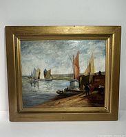 Front view of framed oil painting