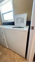 Front view of Admiral washing machine with lid open