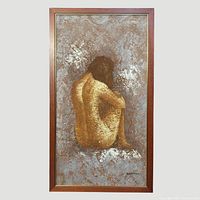 Full view of framed painting showing composition and frame