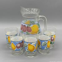 Pitcher and five tumblers front view