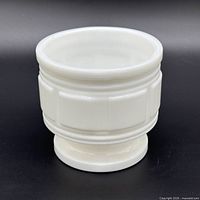 front view of white milk glass paneled planter