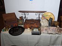 Entire grouping of decorative items on table