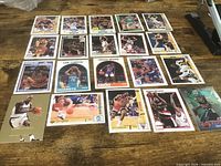 Full layout of all basketball cards in lot