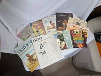 Group shot of all books spread on table