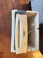 Front and top view of GBC Shredmaster 30s showing feed slot and removable bin