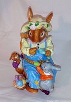 Front view of porcelain rabbit trinket box closed