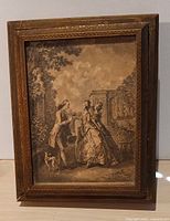 Framed rococo pastoral print front view