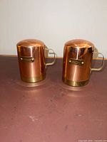 Front view of both copper/brass shakers