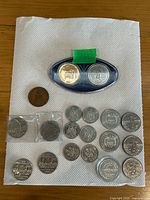 All coins on paper towel showing quantity and variety