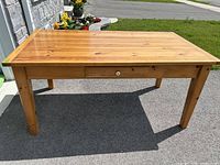Full view of pine dining table front and top