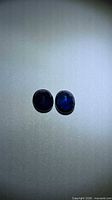 Pair of oval deep blue sapphires on neutral background