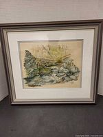 full view of framed watercolour landscape