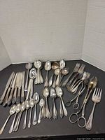 Full layout of all mixed flatware pieces