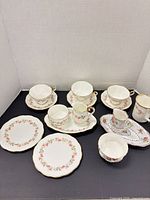 Group view of all Royal Albert china pieces