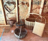 Group shot of all baskets and planters