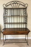 Full view of metal and wood baker's rack