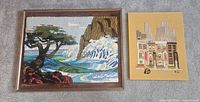 Front view showing both framed textile artworks