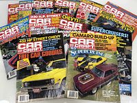 Front covers of multiple 1983 Car Craft issues spread out