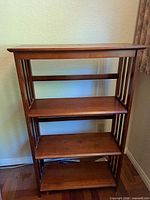 Full view of wooden mission style bookcase
