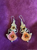 front view of both earrings showing stones and dichroic glass