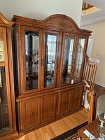 full view of oak china cabinet hutch in living area