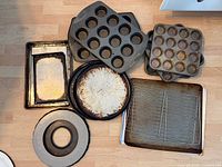 Group of bakeware items laid out