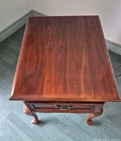 Top view of one cherry end table showing grain and surface condition