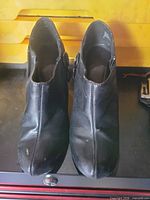 Top view showing overall booties condition and wear