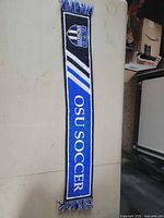 Full view of OSU Soccer scarf front side
