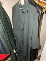 Front view of full-length coat hanging