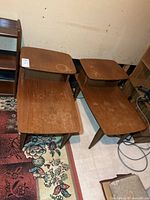 Pair of two-tier end tables, top view shows surfaces