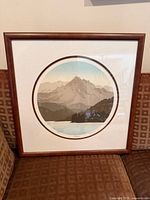 Full view of framed print on sofa