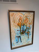 Front view of framed Joseph Zohar mixed-media painting